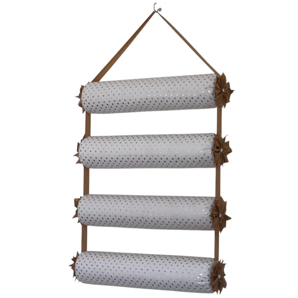 Etsy Handmade Extra Large 4-tier Headband Organizer- Gold Polka-Dot- Like New!